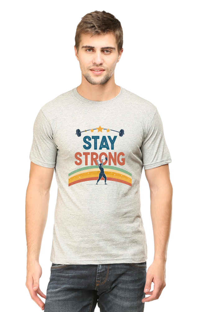 Male Classic Crew T-Shirt - Grey Melange | Lavender | Jade – Stay Strong Design 1 Male Classic Crew T-Shirt - Grey Melange | Lavender | Jade – Stay Strong Design